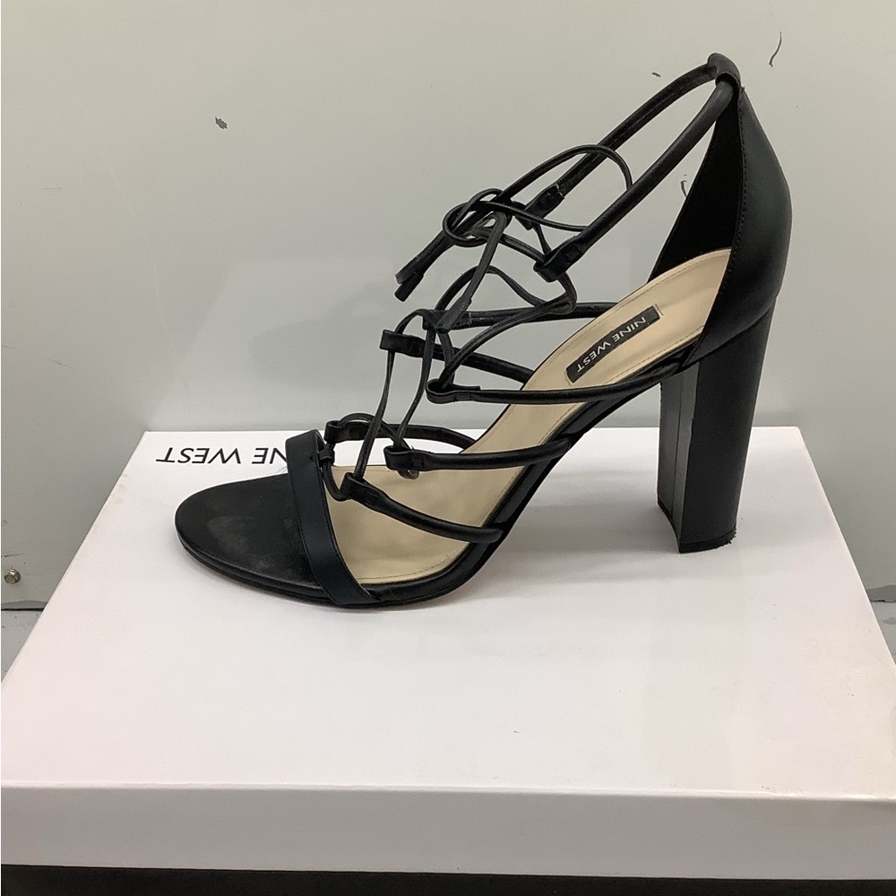 Nine West Black Strappy Block Heels